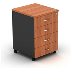 OM Mobile Pedestal 4 Drawer 468W x 510D x 685mmH Cherry And Charcoal