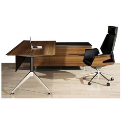 Novara Executive Desk Right Hand Return 2350W x 1850D x 750mmH Zebrano And Black