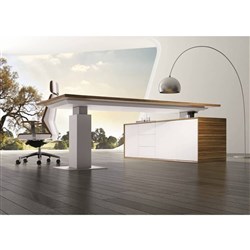 Evolution Adjustable Executive Desk Left Return 2280W x 2100D x 740-1200mmH Zebrano/White