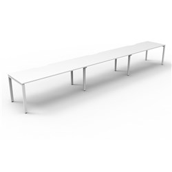 Rapidline Deluxe Infinity Desk Profile Leg Single Sided 3 Person 4500mmW White/White