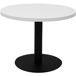 Rapidline Estillo Disc Base Round Coffee Table 600D x 450mmH White Top Black Base