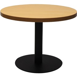 Rapidline Estillo Disc Base Round Coffee Table 600D x 450mmH Beech Top Black Base