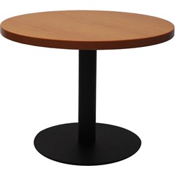 Rapidline Estillo Disc Base Round Coffee Table 600D x 450mmH Cherry Top Black Base