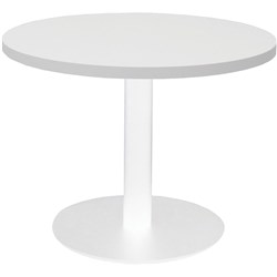 Rapidline Estillo Disc Base Round Coffee Table 600D x 450mmH White Top White Base