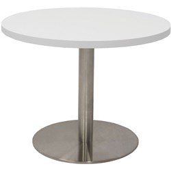 Rapidline Estillo Disc Base Round Coffee Table 600D x 450mmH White Silver Base