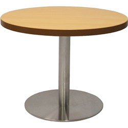 Rapidline Estillo Disc Base Round Coffee Table 600D x 450mmH Beech Top Silver Base