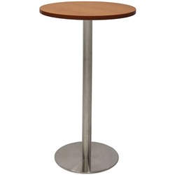 Rapidline Estillo Disc Base Dry Bar Table 600D x 1085mmH Cherry Top Silver Base