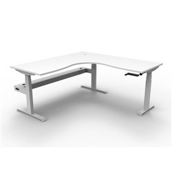 Rapidline Boost Manual Height Corner Workstation + Cable Tray 1800/1500W x 705-1155mmH