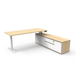 Rapidline Boost+ Executive Desk + RHS Cabinet 2020W x 1936D x 620-1270mmH Oak/White