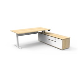 Rapidline Boost+ Executive Desk + RHS Cabinet+Panel 2020W x 2011D x 620-1270mmH Oak/Wht