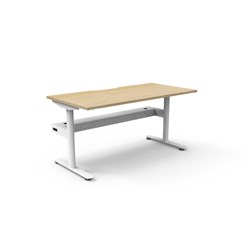 Rapidline Halo Static Single Sided Workstation + Cable Tray 1500Wx750Dx730mmH Oak/White