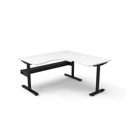 Rapidline Halo Static Corner Workstation + Tray 1500/1500W x 750D x 730mmH White/Black