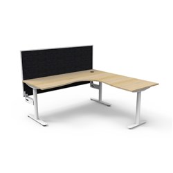 Rapidline Halo Static Corner Workstation + Screen 1800/1800W x 1330mmH Oak/White