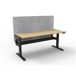 Rapidline Boost+ Workstation + Grey Eco Screen + Cable Tray 1800Wx750Dx620-1270mmH Oak/Blk