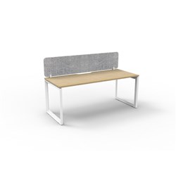 Rapidline Deluxe Infinity Desk Loop Leg Single Sided + Grey Eco Screen 1800Wx730mmH Oak/Wh