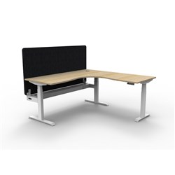 Rapidline Boost+ Corner Workstation + Black Eco Screen + Tray 1800/1500W Oak/White