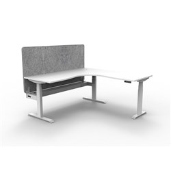 Rapidline Boost+ Corner Workstation + Grey Eco Screen + Tray 1800/1500W White/White