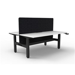 Rapidline Boost Manual Height Adjust B2B Workstation Blk Eco Screen+Tray 2 Person 1200W W/B