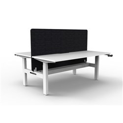 Rapidline Boost Manual Height Adjust B2B Workstation Blk Eco Screen+Tray 2 Person 1500W W/W