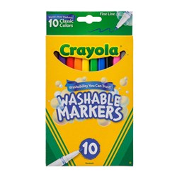 Crayola Washable Fineline Markers Assorted Classic Colours Pack of 10