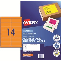 Avery High Visibility Shipping Laser Labels Orange L7163FO 99.1x38.1mm 14UP 350 Labels