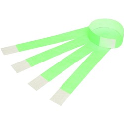 Rexel Wrist Bands With Serial Number Fluoro Green Pack Of 100